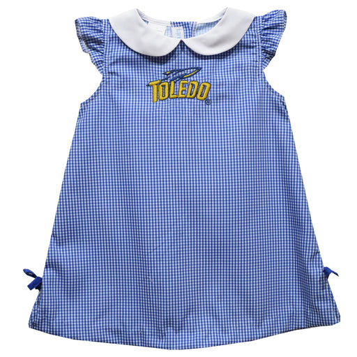 University of Toledo Rockets Embroidered Royal Gingham A Line Dress