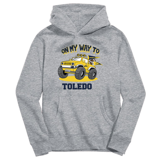 University of Toledo Rockets On My Way Monster Truck Heather Grey Cotton Youth Hoodie