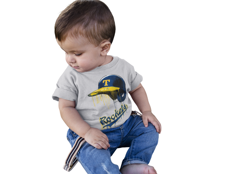 University of Toledo Rockets Original Dripping Baseball Helmet Grey Cotton T-Shirt  by Vive La Fete - Vive La Fête - Online Apparel Store