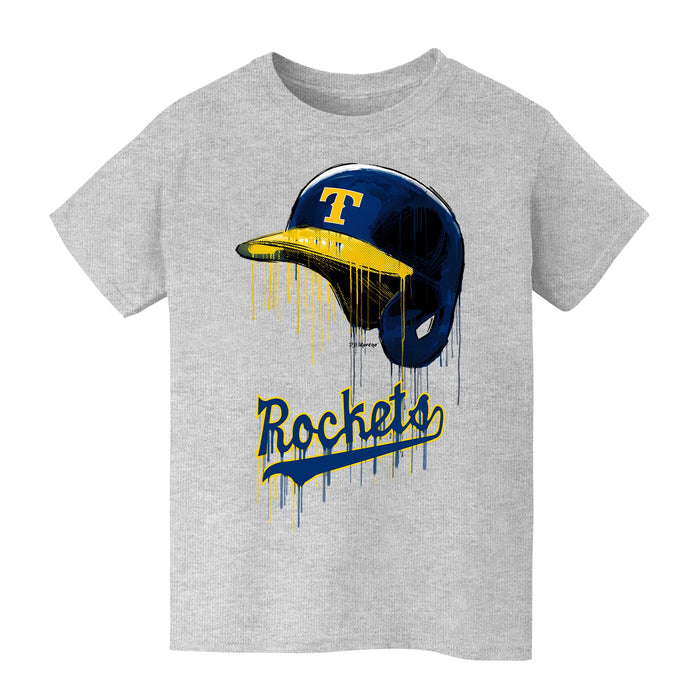 University of Toledo Rockets Original Dripping Baseball Helmet Grey Cotton T-Shirt  by Vive La Fete