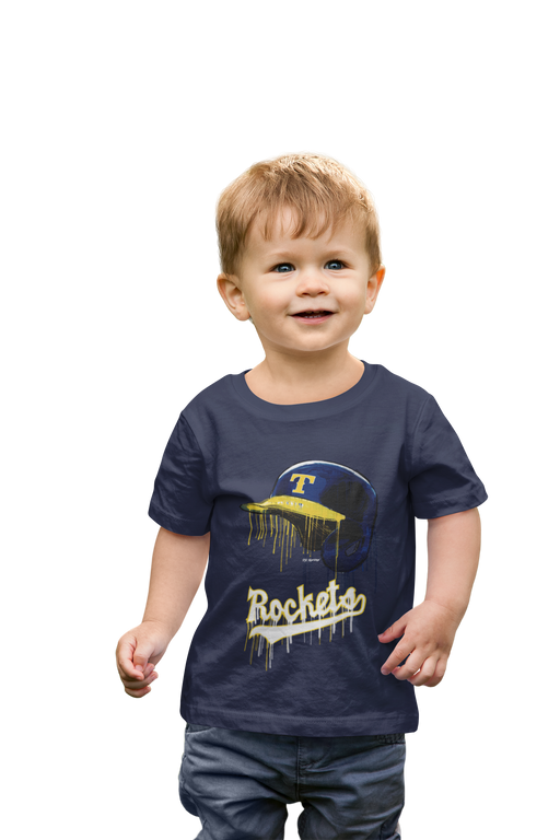 University of Toledo Rockets Original Dripping Baseball Helmet Navy T-Shirt Cotton by Vive La Fete - Vive La Fête - Online Apparel Store