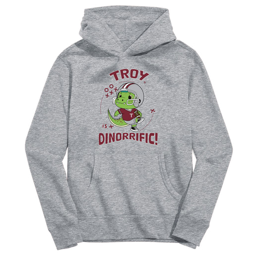 Troy Trojans Dinorrific Heather Grey Cotton Youth Hoodie