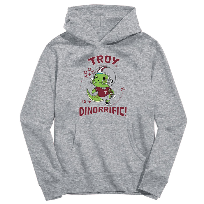 Troy Trojans Dinorrific Heather Grey Cotton Youth Hoodie