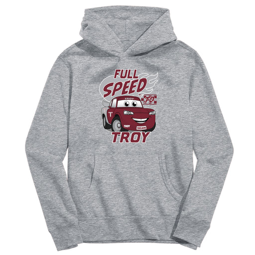 Troy Trojans Full Speed Heather Grey Cotton Youth Hoodie