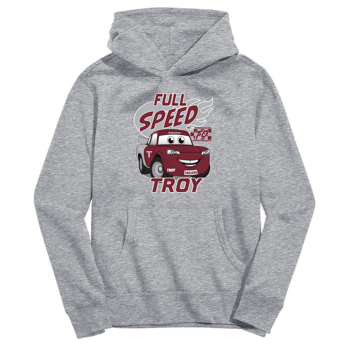 Troy Trojans Full Speed Heather Grey Cotton Youth Hoodie