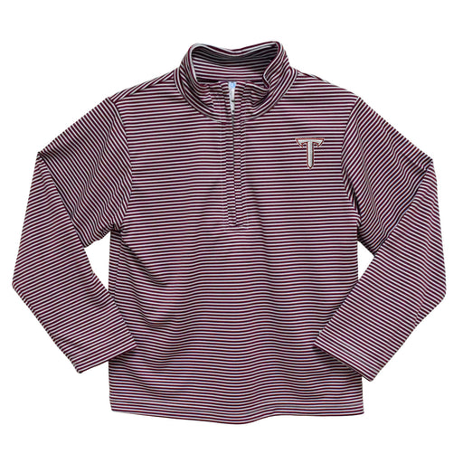Troy Trojans Embroidered Maroon Stripes Quarter Zip Pullover