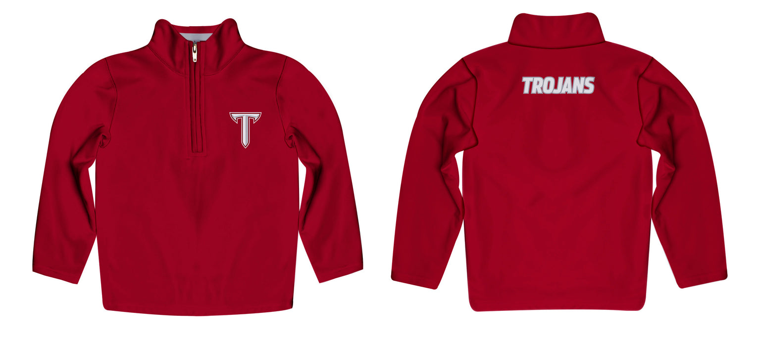Troy Trojans Vive La Fete Game Day Solid Maroon Quarter Zip Pullover Sleeves - Vive La Fête - Online Apparel Store