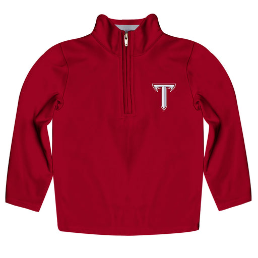 Troy Trojans Vive La Fete Game Day Solid Maroon Quarter Zip Pullover Sleeves