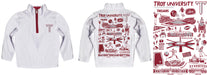 Troy Trojans Hand Sketched Vive La Fete Impressions Artwork White Boys Quarter Zip Pullover V1 - Vive La Fête - Online Apparel Store