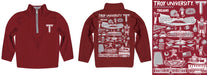 Troy Trojans Hand Sketched Vive La Fete Impressions Artwork Maroon Boys Quarter Zip Pullover V1 - Vive La Fête - Online Apparel Store