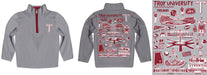 Troy Trojans Hand Sketched Vive La Fete Impressions Artwork Gray Boys Quarter Zip Pullover V1 - Vive La Fête - Online Apparel Store