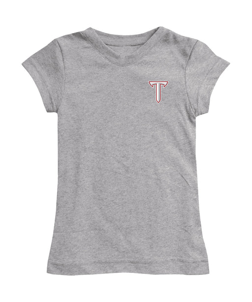 Troy Trojans Hand Sketched Vive La Fete Impressions Artwork Grey Girls Cotton Short Sleeve Tee
