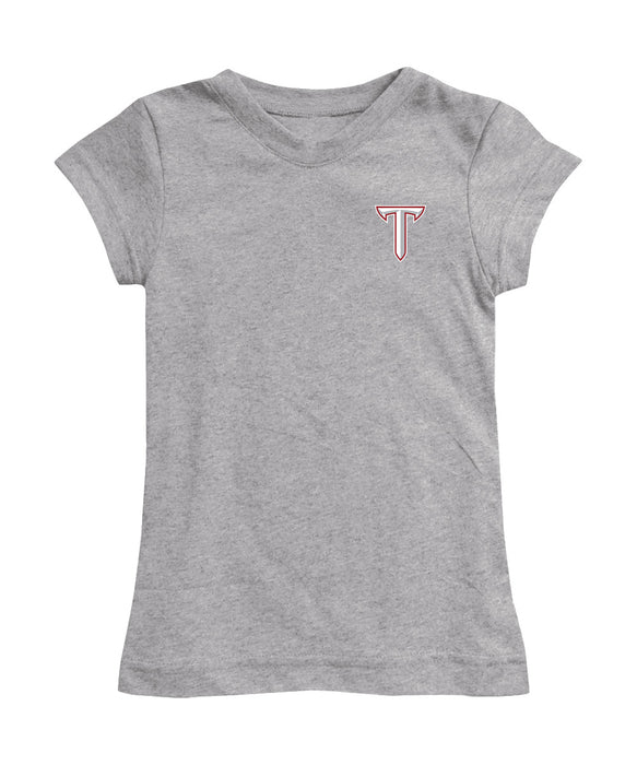 Troy Trojans Hand Sketched Vive La Fete Impressions Artwork Grey Girls Cotton Short Sleeve Tee