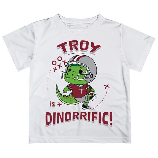 Troy Trojans Vive La Fete Dinorrific Boys Game Day White Short Sleeve Tee