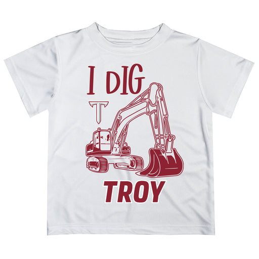 Troy Trojans Vive La Fete Excavator Boys Game Day White Short Sleeve Tee