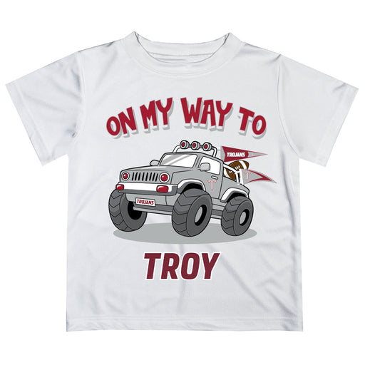 Troy Trojans Vive La Fete Monster Truck Boys Game Day White Short Sleeve Tee