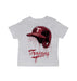 Troy Trojans Original Dripping Baseball Helmet Grey Cotton T-Shirt  by Vive La Fete