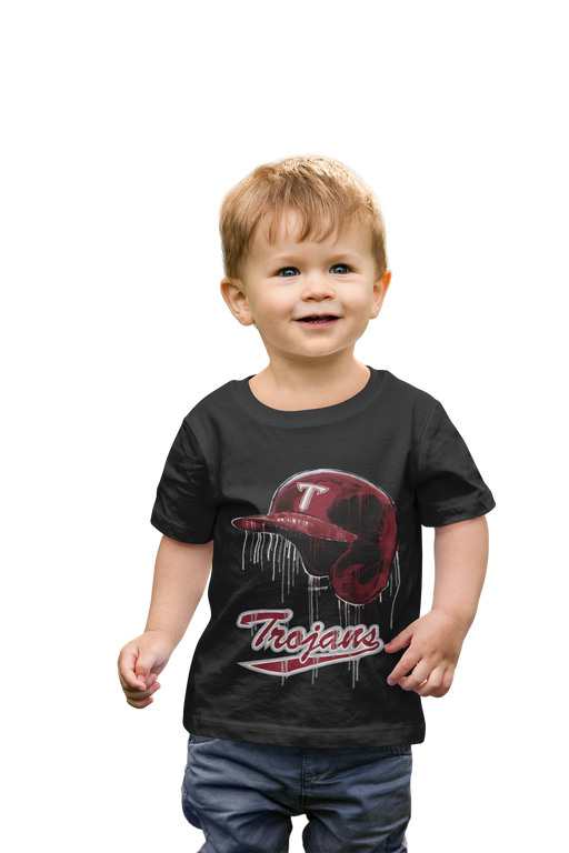 Troy Trojans Original Dripping Baseball Helmet Black T-Shirt Cotton by Vive La Fete - Vive La Fête - Online Apparel Store