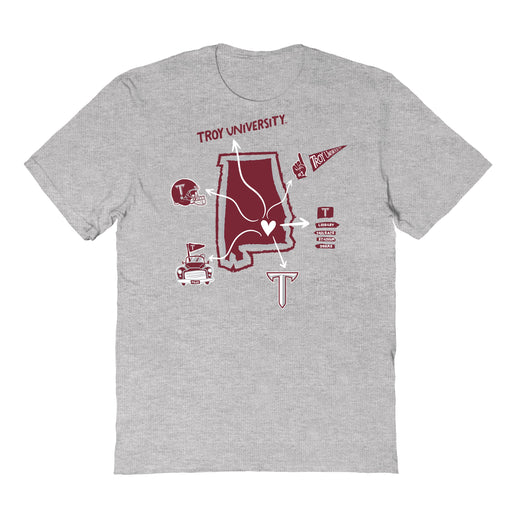 Troy Trojans Hand Sketched Vive La Fete Impressions Icones Kids Grey T-shirt