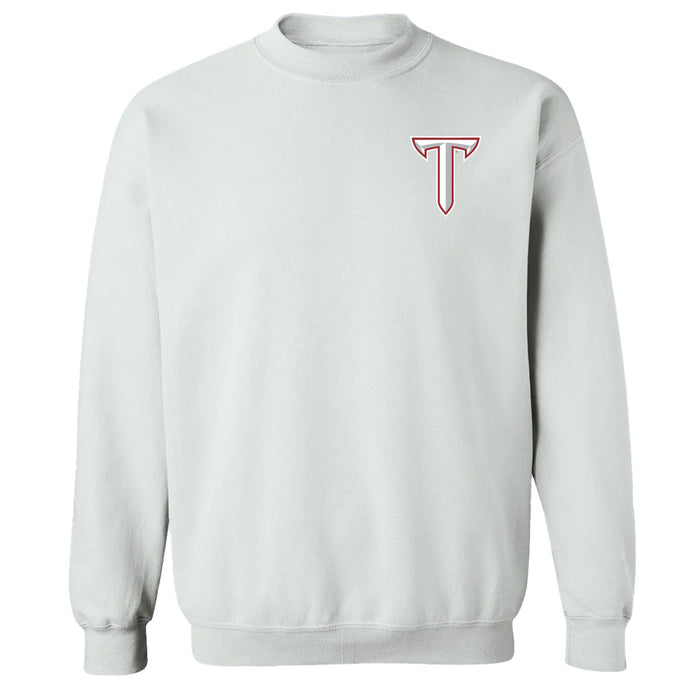 Troy Trojans Hand Sketched Vive La Fete Impressions Artwork White Crew Neck Sweatshirt for Women