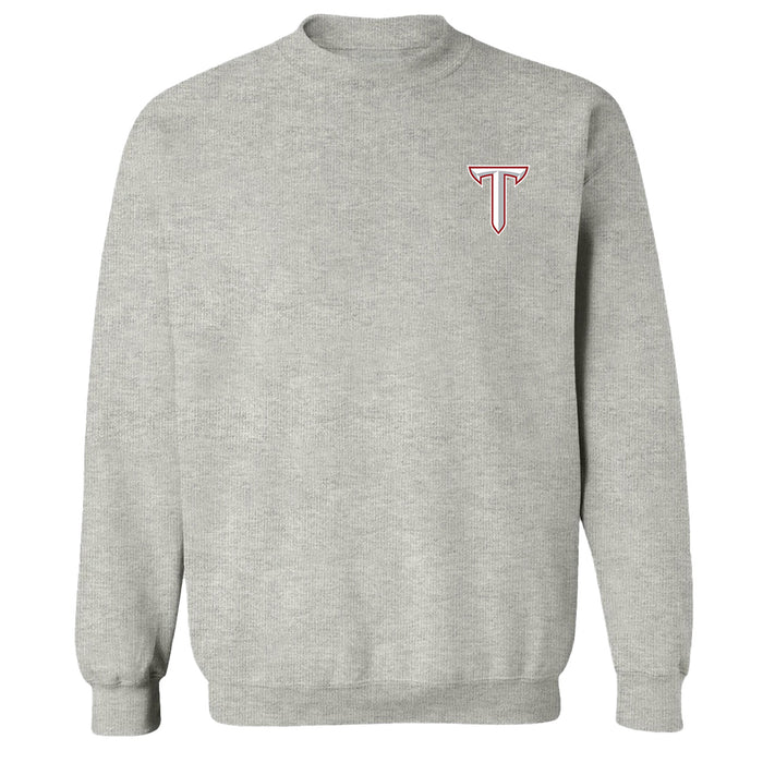 Troy Trojans Hand Sketched Vive La Fete Impressions Artwork Gray Crew Neck Sweatshirt for Women