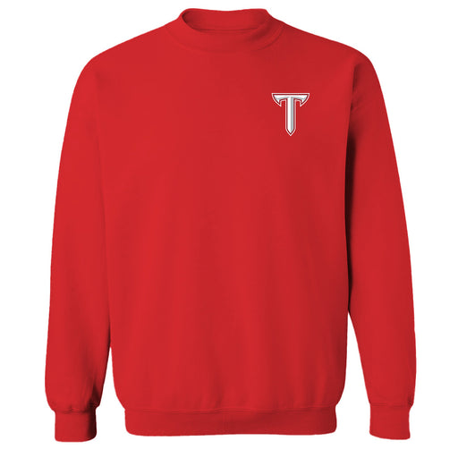 Troy Trojans Hand Sketched Vive La Fete Impressions Artwork Red Crew Neck Sweatshirt for Women