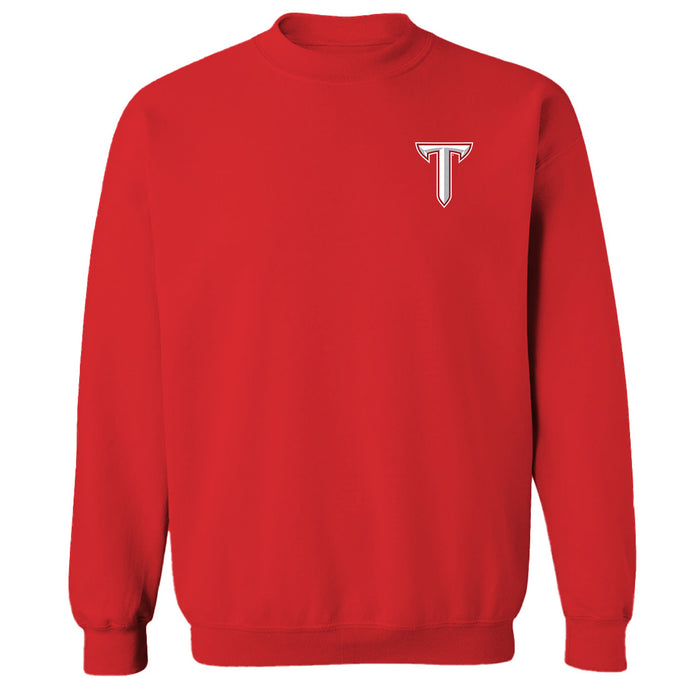 Troy Trojans Hand Sketched Vive La Fete Impressions Artwork Red Crew Neck Sweatshirt for Women