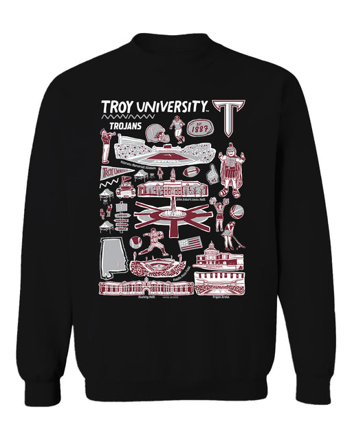 Troy Trojans Vive La Fete Impressions Red Cotton Crewneck Sweatshirt for Women