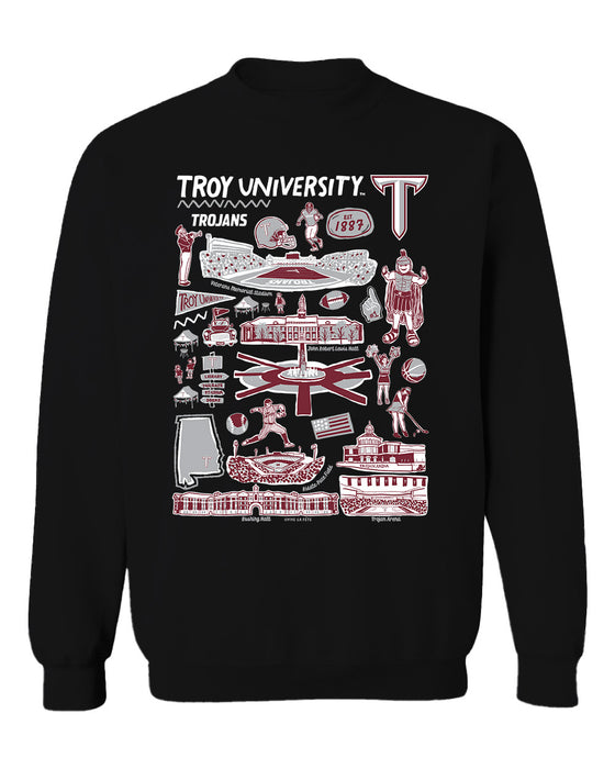 Troy Trojans Vive La Fete Impressions Red Cotton Crewneck Sweatshirt for Women