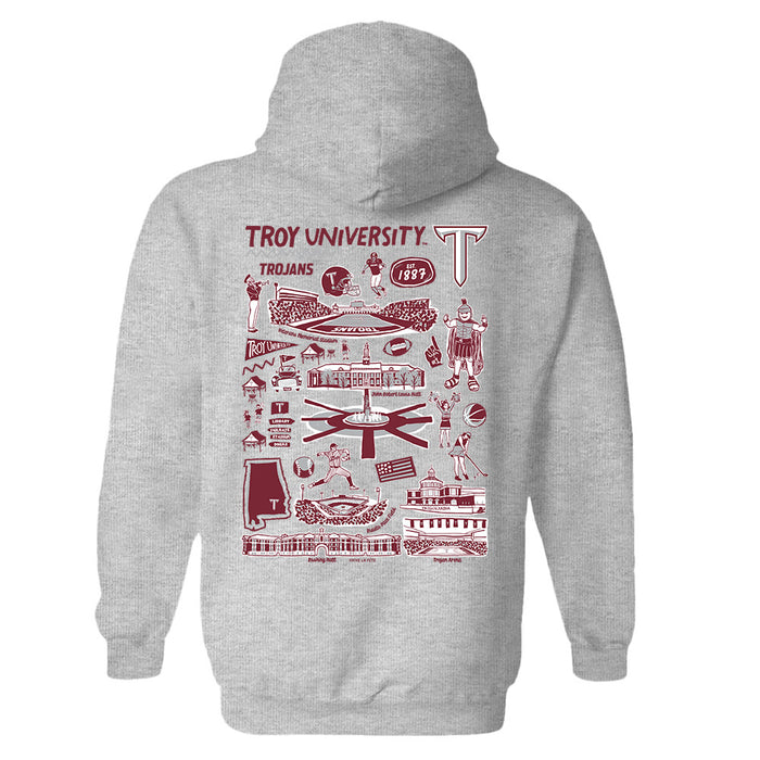 Troy Trojans Hand Sketched Artwork Cotton Fleece Women Hoodie - Vive La Fête - Online Apparel Store