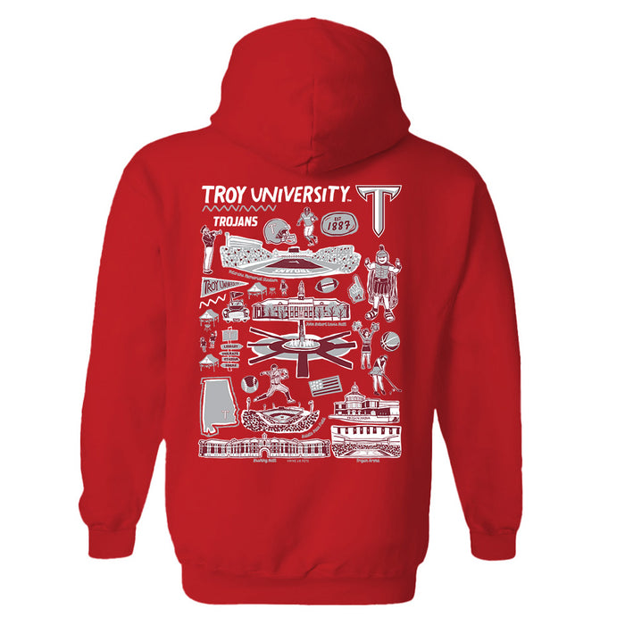Troy Trojans Hand Sketched Artwork Cotton Fleece Women Hoodie - Vive La Fête - Online Apparel Store