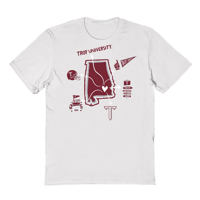 Troy Trojans Hand Sketched Vive La Fete Impressions Icones White T-shirt for Women