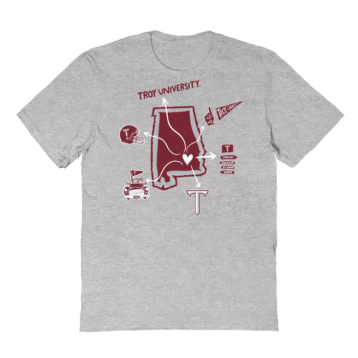 Troy Trojans Hand Sketched Vive La Fete Impressions Icones Grey T-shirt for Women