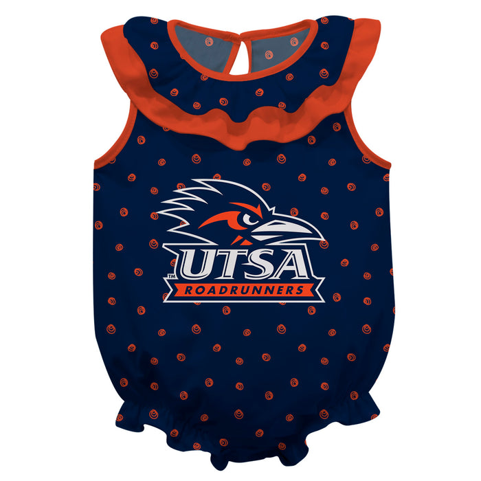 Texas at San Antonio Roadrunners Swirls Blue Sleeveless Ruffle Onesie Logo Bodysuit