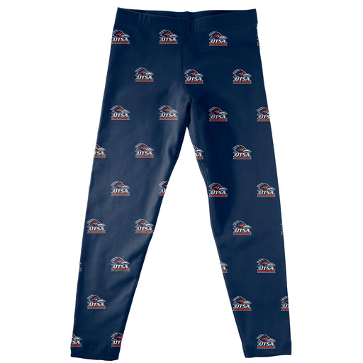 Texas San Antonio Roadrunners Vive La Fete Girls Game Day All Over Logo Elastic Waist Classic Play Navy Leggings Tights