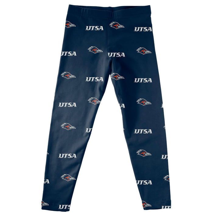 Texas at San Antonio Roadrunners Vive La Fete Girls All Over Two Logos Elastic Waist Classic Play Navy Leggings Tights