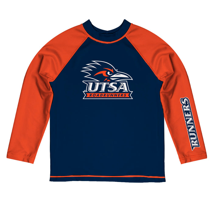 Texas at San Antonio Roadrunners Vive La Fete Logo Blue Long Sleeve Raglan Rashguard