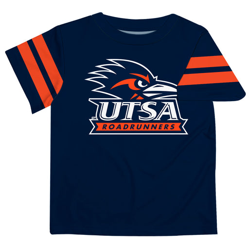 Texas at San Antonio Roadrunners Vive La Fete Boys Game Day Blue Short Sleeve Tee with Stripes on Sleeves