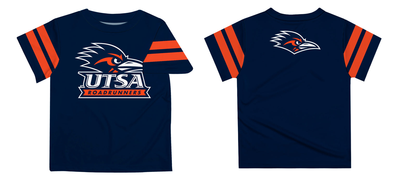 Texas at San Antonio Roadrunners Vive La Fete Boys Game Day Blue Short Sleeve Tee with Stripes on Sleeves - Vive La Fête - Online Apparel Store