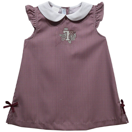 Texas Southern University Tigers Embroidered Maroon Gingham A Line Dress