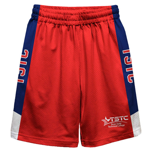 Texas State Technical College Vive La Fete Game Day Red Stripes Boys Solid Blue Athletic Mesh Short