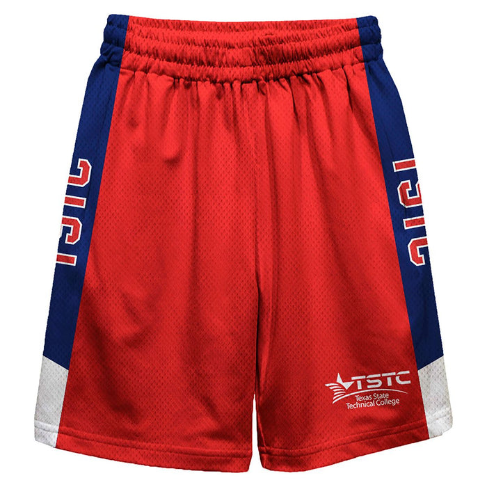 Texas State Technical College Vive La Fete Game Day Red Stripes Boys Solid Blue Athletic Mesh Short