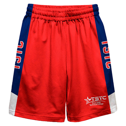 Texas State Technical College Vive La Fete Game Day Red Stripes Boys Solid Blue Athletic Mesh Short