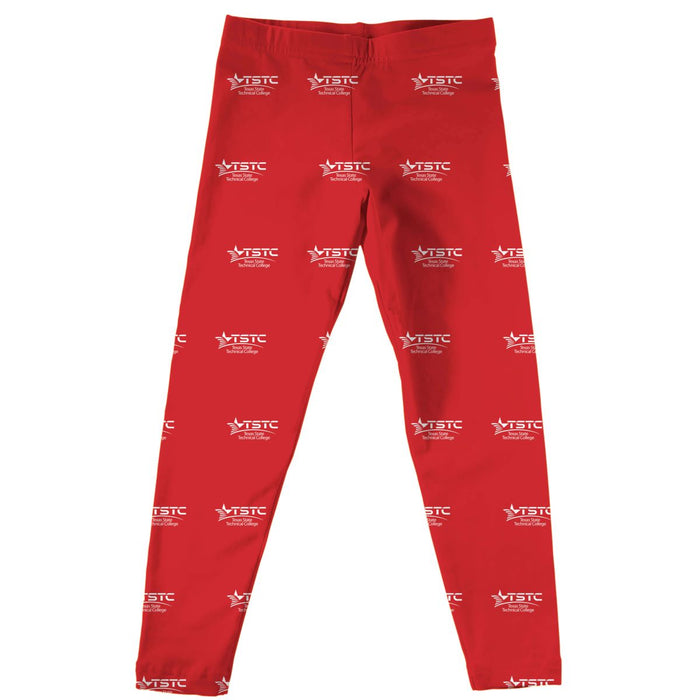 Texas State Technical College Vive La Fete Girls Game Day All Over Logo Elastic Waist Classic Play Red Leggings Tights - Vive La Fête - Online Apparel Store