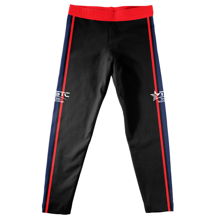 Texas State Technical College Vive La Fete Girls Game Day Black with Red Stripes Leggings Tights