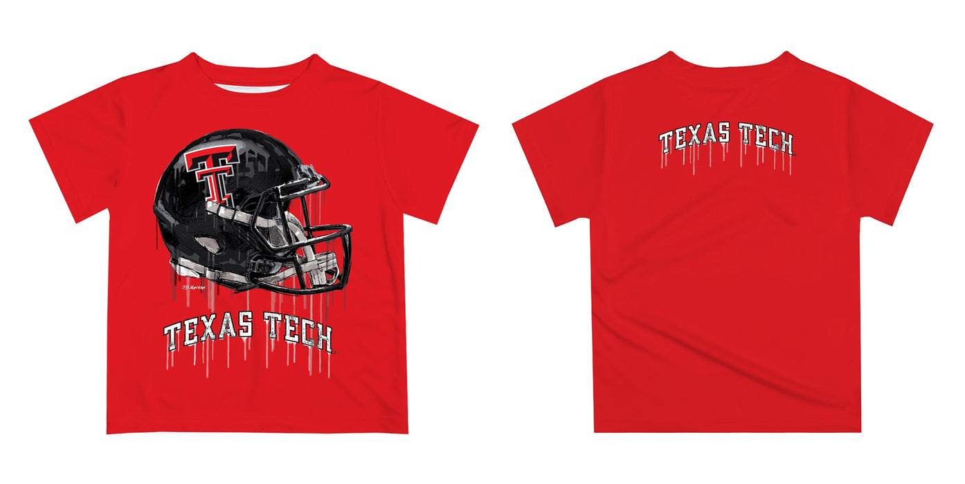 Texas Tech Red Raiders Original Dripping Football Helmet Red T-Shirt by Vive La Fete - Vive La Fête - Online Apparel Store