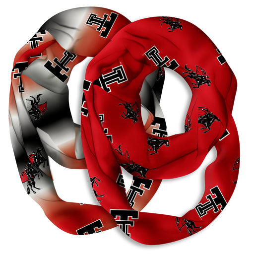 Texas Tech Red Raiders Vive La Fete All Over Logo Collegiate Women Set of 2 Light Weight Ultra Soft Infinity Scarfs - Vive La Fête - Online Apparel Store