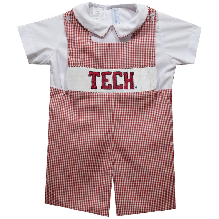 Texas Tech Red Raiders Smocked Red Cardinal Gingham Jon Jon And Short sleeve White Shirt