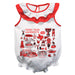 Texas Tech Red Raiders  White Hand Sketched Vive La Fete Impressions Artwork Sleeveless Ruffle Onesie Bodysuit