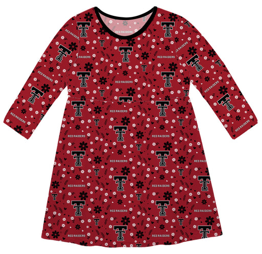 Texas Tech Red Raiders Vive La Fete Girls Game Day Long Sleeve Red Dress